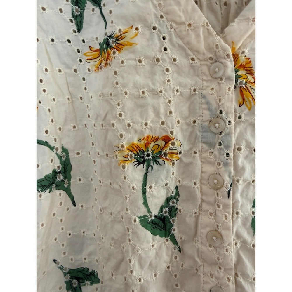 Madewell| Cream Floral Eyelet Women's Top - Picture 6 of 6